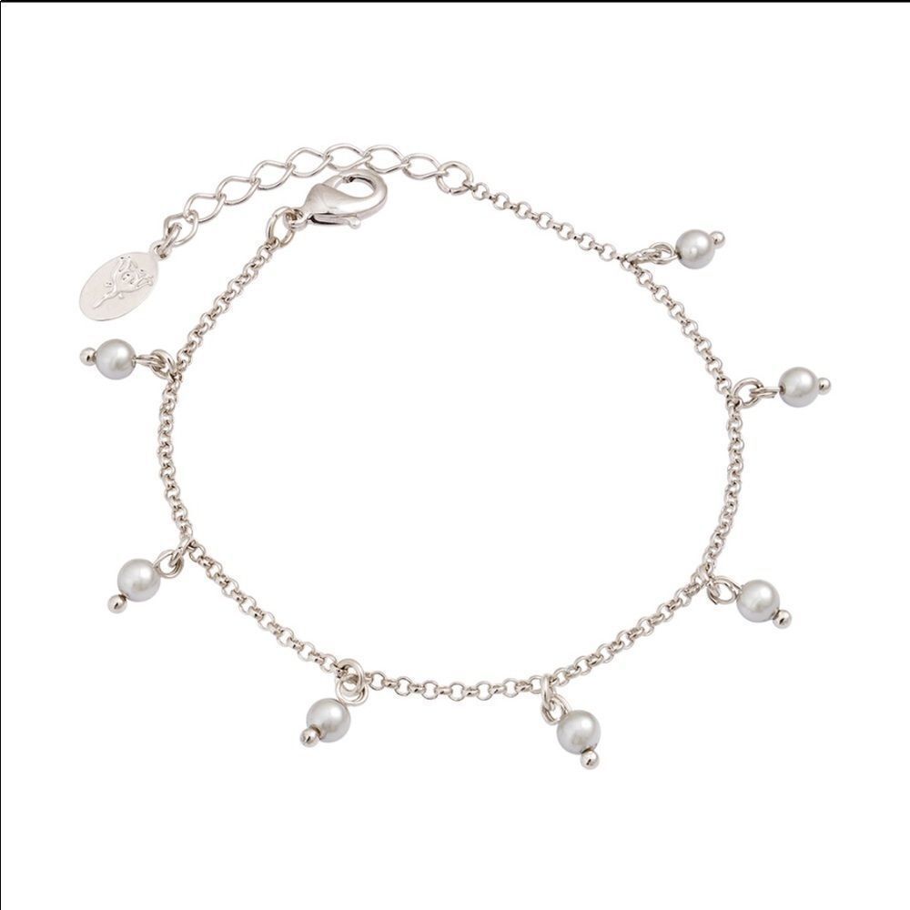 SILVER PEARL BRACELET + WHITE RHODIUM PLATED